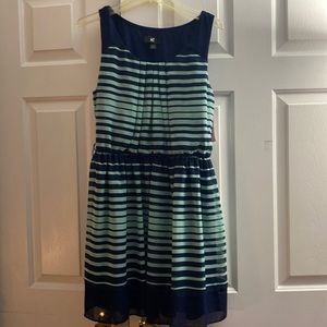 Navy blue with turquoise striped dress
